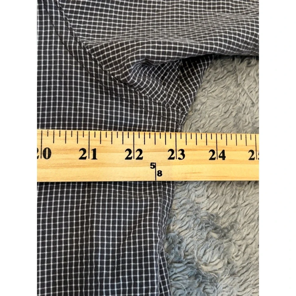 North Face Button Up Shirt Mens L Gray Plaid Modal Polyester Blend Short Sleeve